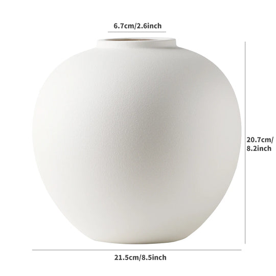 Large Nordic Modern Ceramic Flower Vase Moon Shape Decor