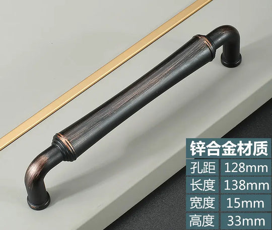 Retro Bronze and Black-Red Cabinet Handles – Nordic Square Zinc Alloy Pulls