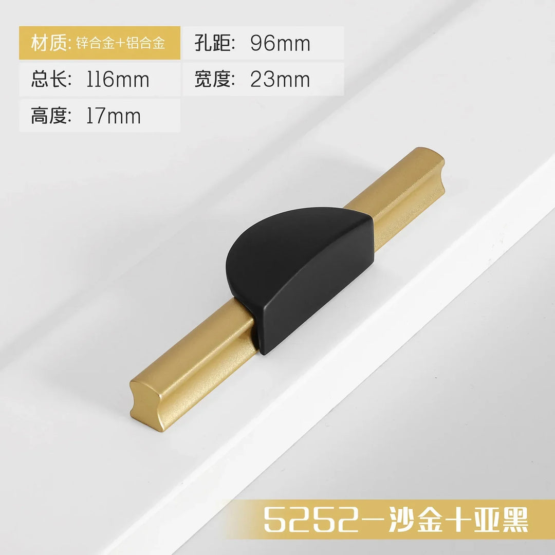 Black and Gold Cabinet Pulls – Double-Color Aluminum Zinc Alloy Handles