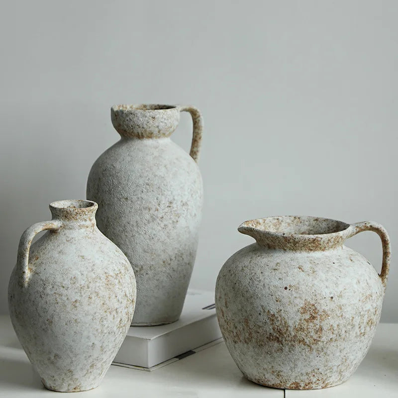 Vintage Dual Ear Coarse Ceramic Vase