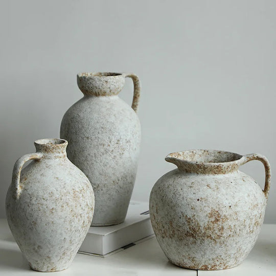 Vintage Dual Ear Coarse Ceramic Vase