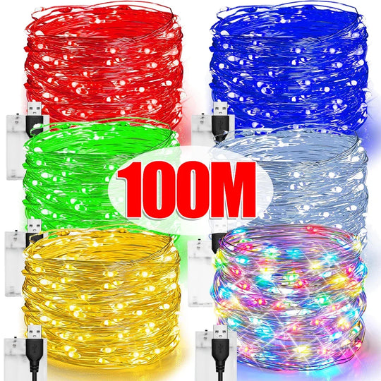 Outdoor LED String Fairy Lights USB/Battery Waterproof Garland