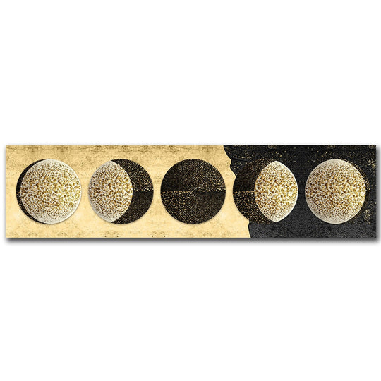 Moon Phases Wide Format Black and White Canvas Wall Art
