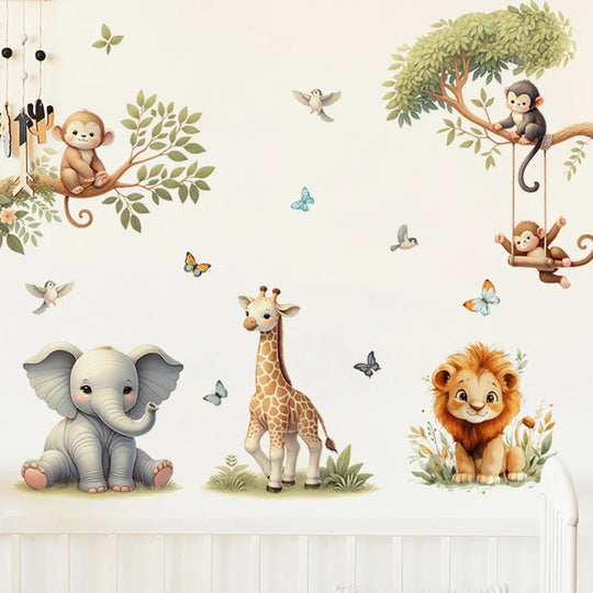 Safari Animal Friends Wall Decals For Kids Room Decor