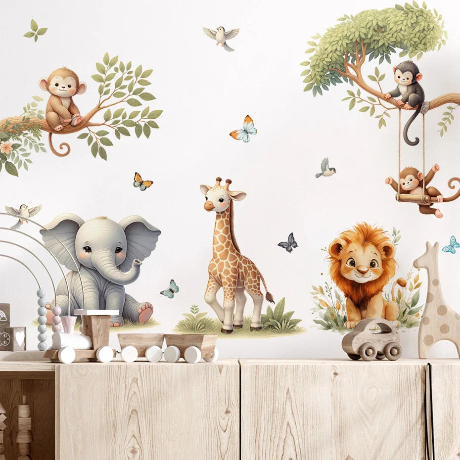 Safari Animal Friends Wall Decals For Kids Room Decor