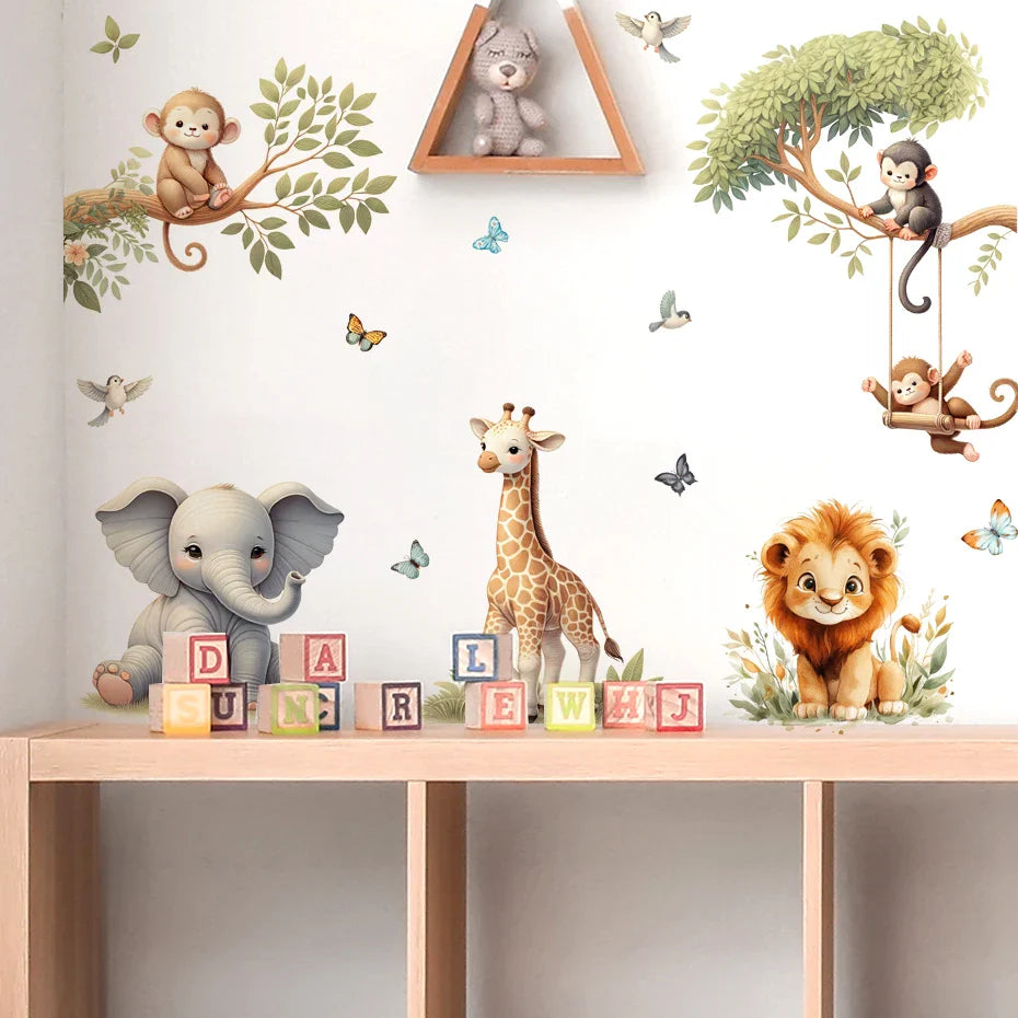 Safari Animal Friends Wall Decals For Kids Room Decor
