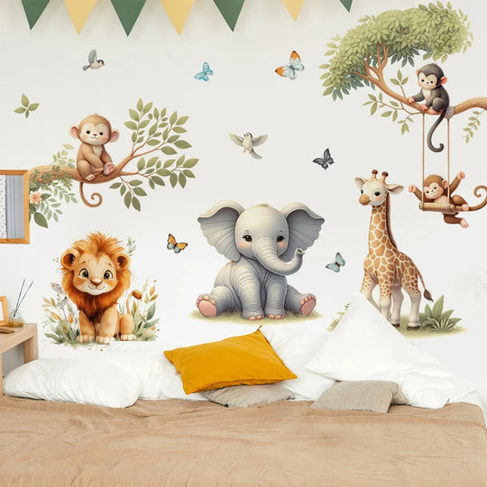 Safari Animal Friends Wall Decals For Kids Room Decor