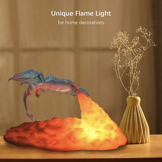 3D Fire Dragon LED Desktop Night Light USB Rechargeable