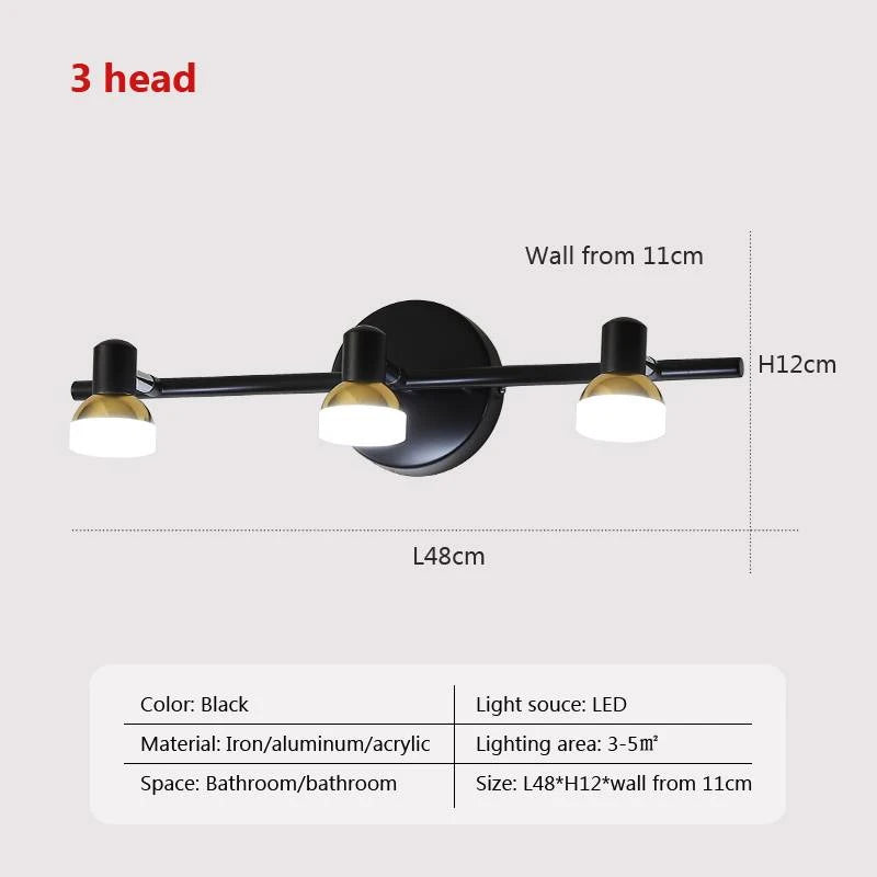 Modern LED Wall Light Multi-Head Mirror Lamp for Bathroom & Bedroom
