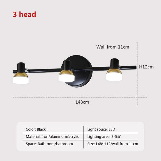 Modern LED Wall Light Multi-Head Mirror Lamp for Bathroom & Bedroom