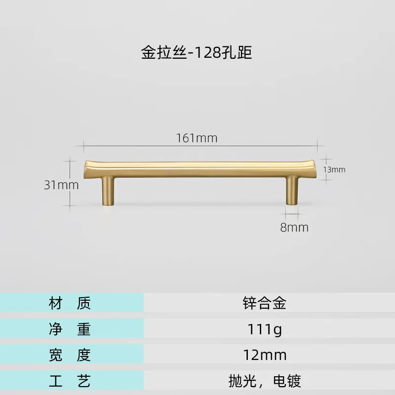 Modern Brushed Gold Cabinet Handles – Zinc Alloy Drawer Pulls