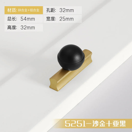 Black and Gold Cabinet Pulls – Double-Color Aluminum Zinc Alloy Handles