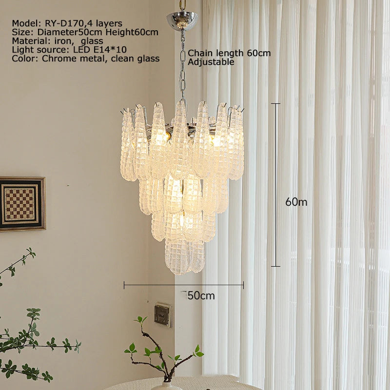 Villa Duplex Handmade Glass Pendant Light – Luxury High-Ceiling Chandelier