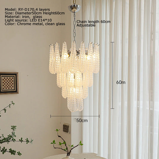 Villa Duplex Handmade Glass Pendant Light – Luxury High-Ceiling Chandelier