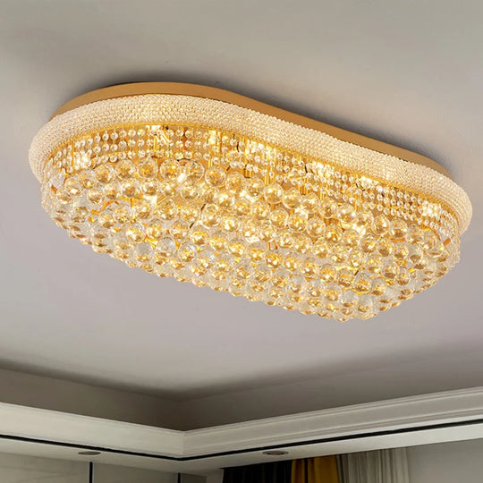 Luxury Oval Crystal Ceiling Lamp – Elegant Shoe-Shape Design for Dining & Living Rooms