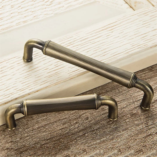 Retro Bronze and Black-Red Cabinet Handles – Nordic Square Zinc Alloy Pulls