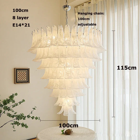 French Style Artistic Glass Pendant Chandelier – High-End Retro Staircase Light