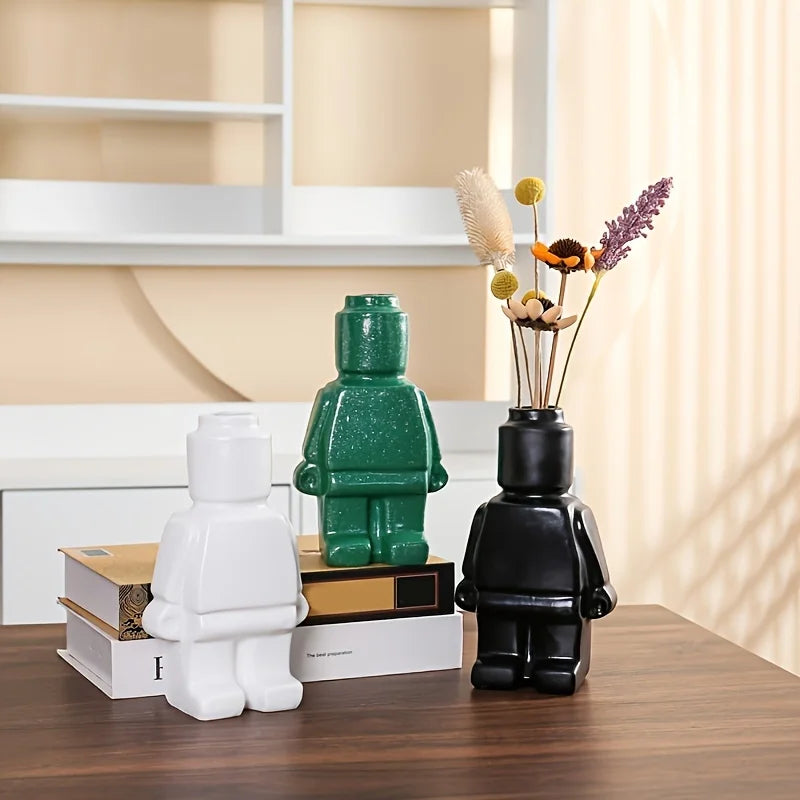 Ceramic Robot Decorative Vase for Modern Tabletop Decor