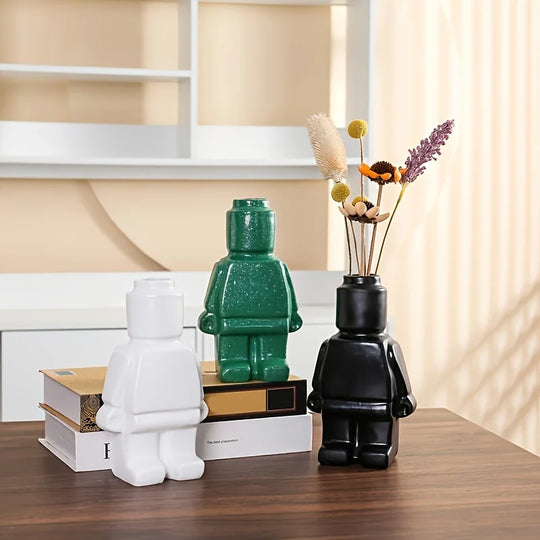 Ceramic Robot Decorative Vase for Modern Tabletop Decor