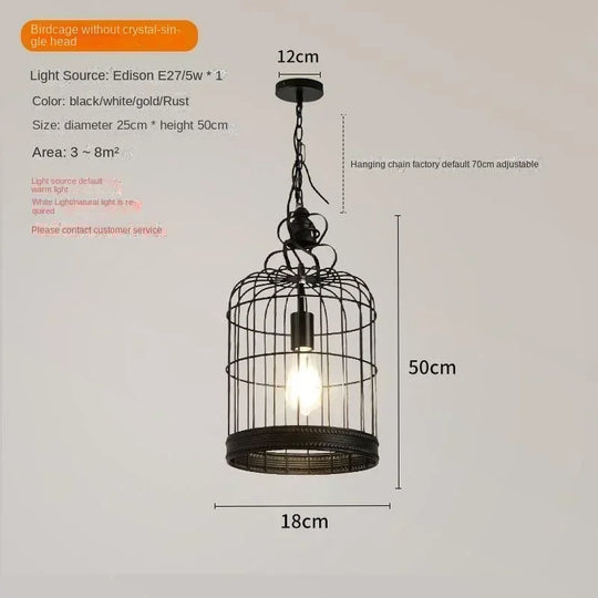 Birdcage Iron Crystal LED Pendant Lamp