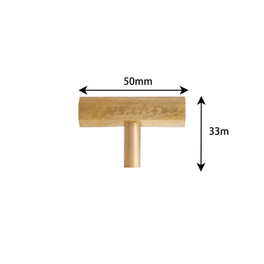 LUX Brass Hammered Hexagonal T-Bar Handles – Long Pulls for Cabinets and Wardrobes (600–1000mm)