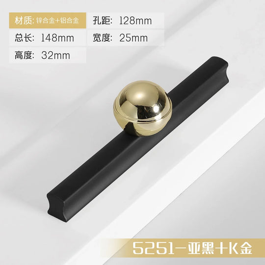 Black and Gold Cabinet Pulls – Double-Color Aluminum Zinc Alloy Handles