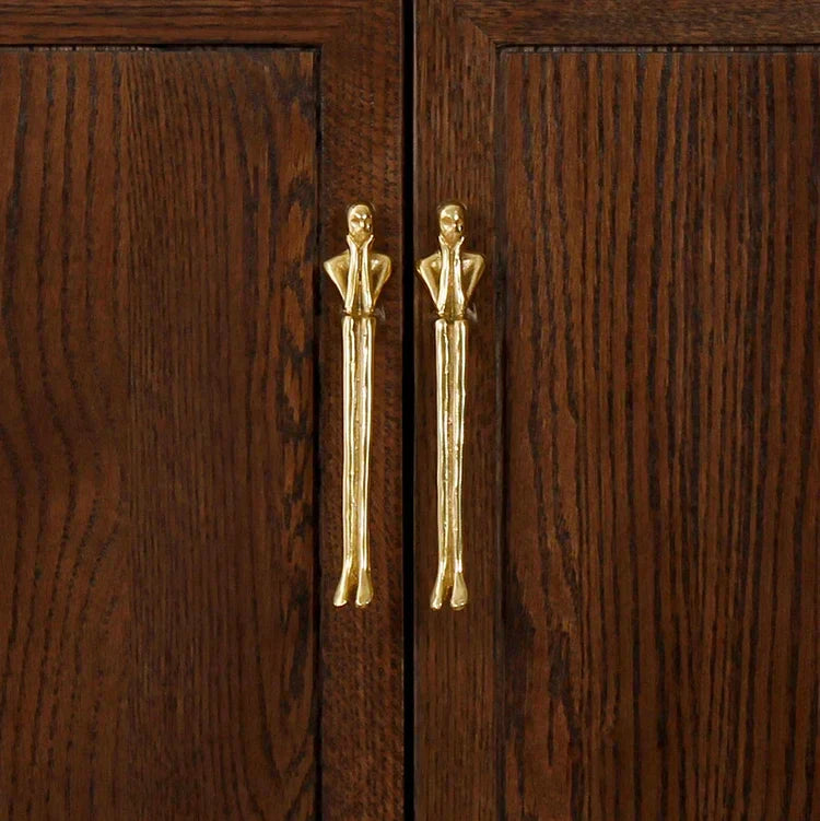Nordic Brass Humanoid Cabinet Handle – Modern Luxury Pulls for Wardrobes and Drawers