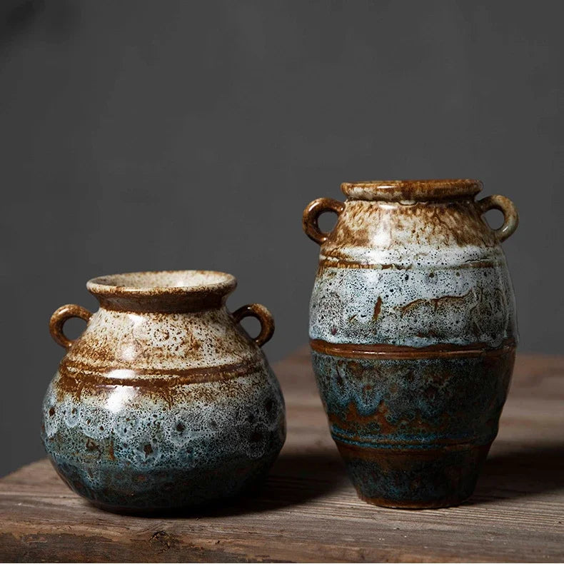 Retro Ceramic Hydroponic Vase for Desktop Flower Arrangement Decor