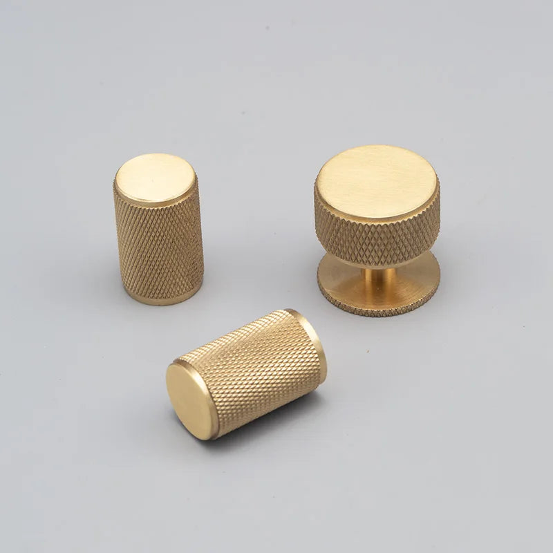 Knurled Brass Knobs – Gold & Bronze Modern Cabinet Pulls