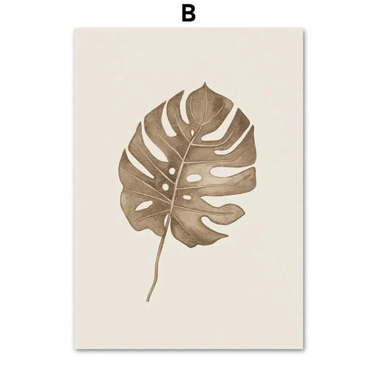 Monstera Fern Leaf Botanical Specimen Canvas Wall Art