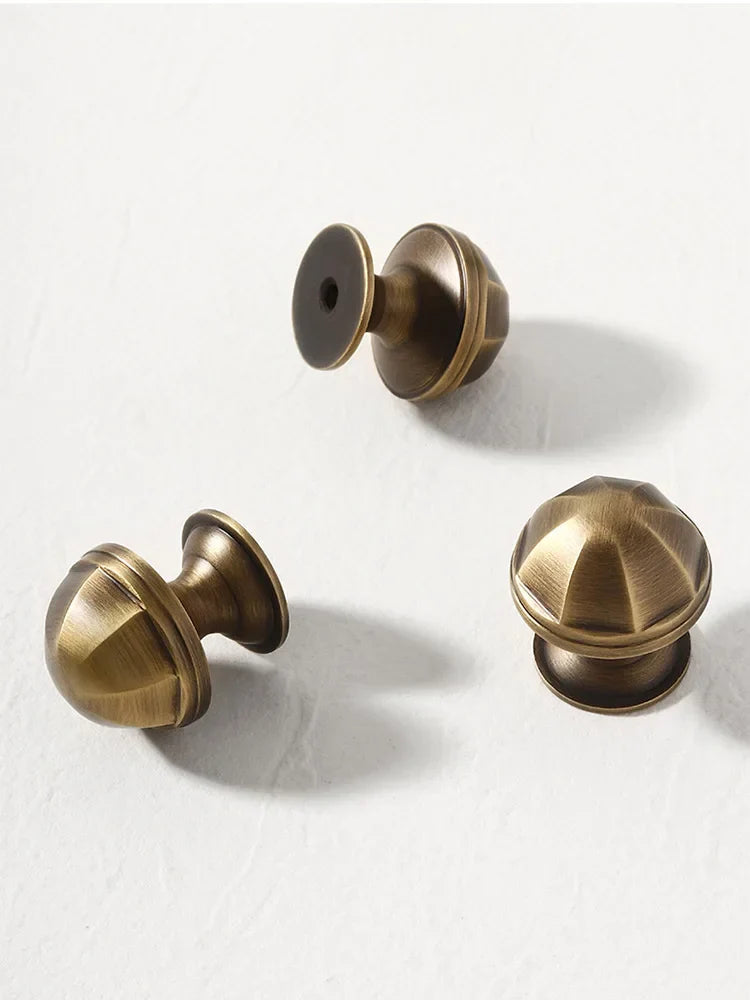 Solid Brass Octagonal Cabinet Knobs – Antique Gold Drawer & Wardrobe Pulls