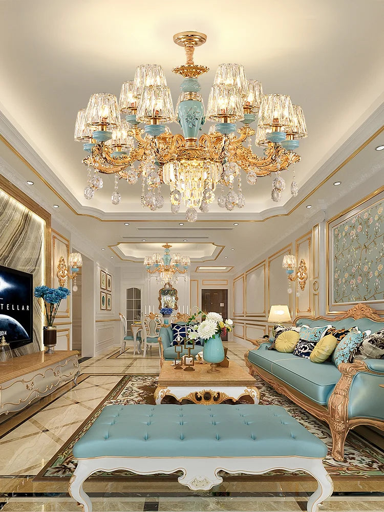 Luxury Umbrella Crystal Chandelier – European-Style Pendant for Villas & Hotels
