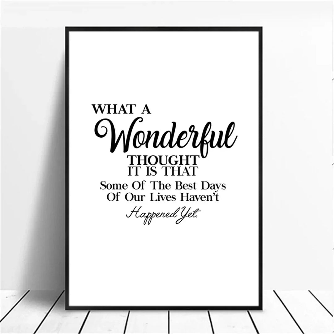 Positive Energy Black White Quote Canvas Wall Art