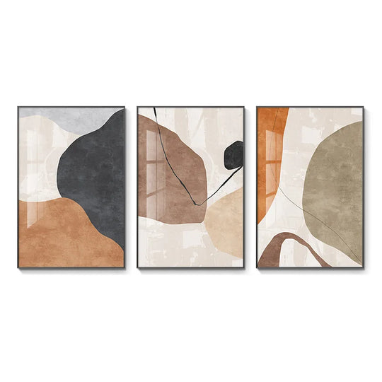 Neutral Shades Beige Brown Abstract Canvas Wall Art Unframed