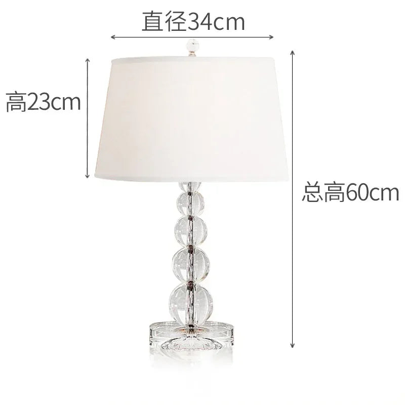 Creative Fabric Table Lamp with Crystal Glass Ball for Living Room & Bedroom