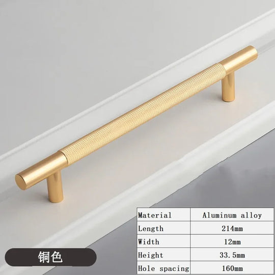Long Knurled Aluminum Alloy Cabinet Handles – Modern T-Bar Pulls for Furniture