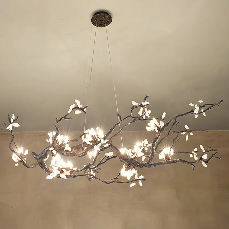 All Copper Branch Chandelier Modern LED Pendant Light for Living