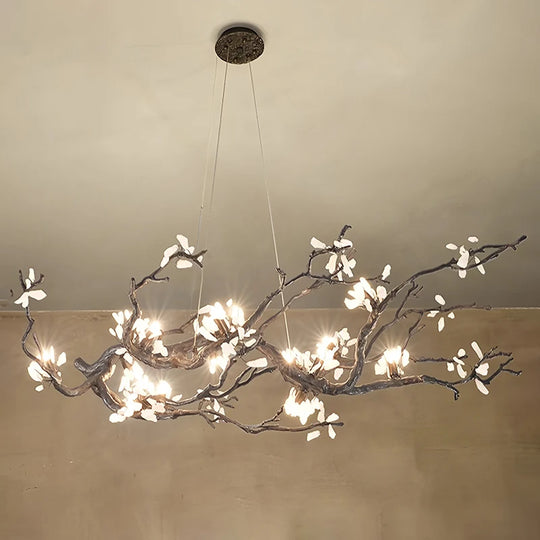 All Copper Branch Chandelier Modern LED Pendant Light for Living