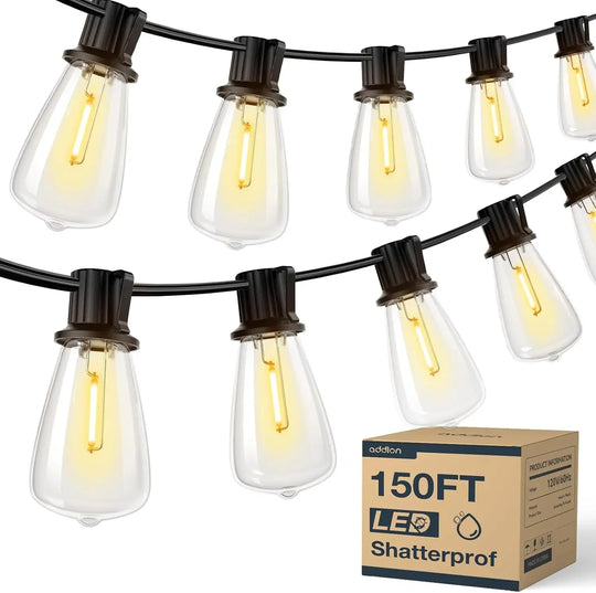 LED Outdoor String Lights 150FT Patio Waterproof Shatterproof Bulbs