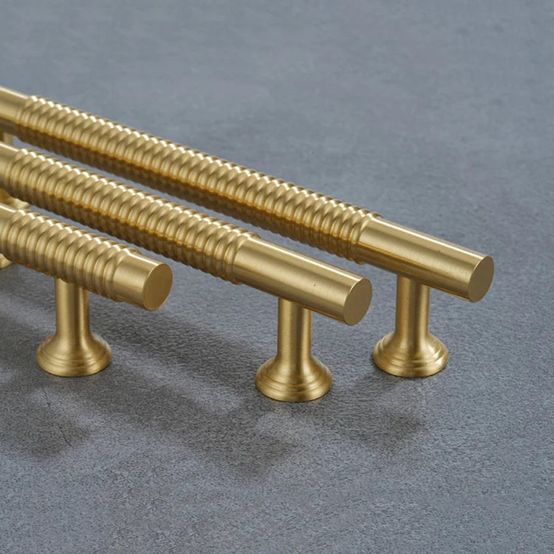 Textured Brass Handles – Satin Gold Spiral Pulls for Furniture
