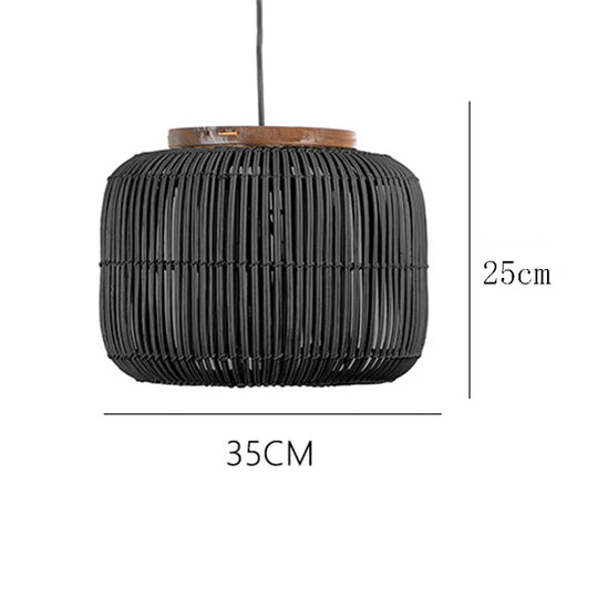 Wabi Sabi Rattan Pendant Light Handwoven Hemp Rope Ceiling Lamp