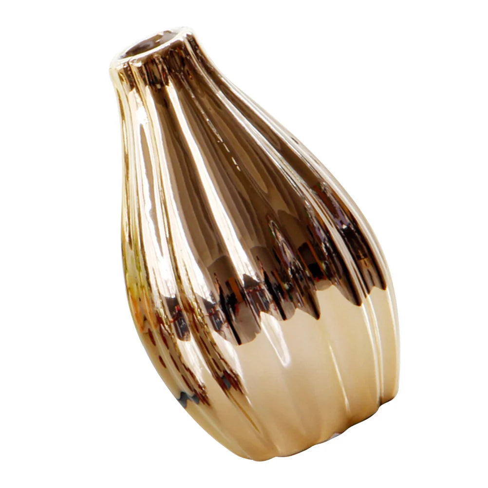 Golden Ceramic Decorative Vase for Home and Office Tabletop