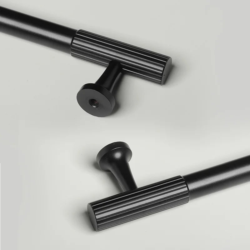 Black Vertical Line Brass Furniture Handles – Modern Pulls and Knobs for Cabinets and Wardrobes
