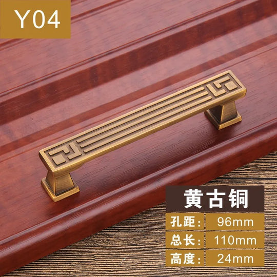 Antique Yellow Bronze Cabinet Handles – Brushed Vintage Drawer Pulls