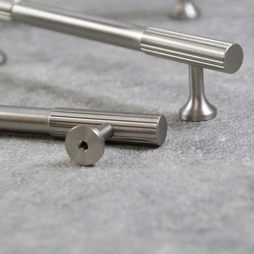 Nickel Brass Art Deco Cabinet Knobs and T-Bar Handles – Brushed Silver Pulls for Furniture