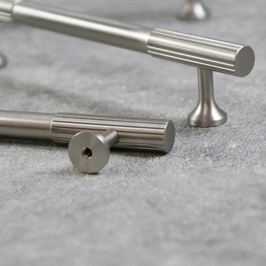 Nickel Brass Art Deco Cabinet Knobs and T-Bar Handles – Brushed Silver Pulls for Furniture