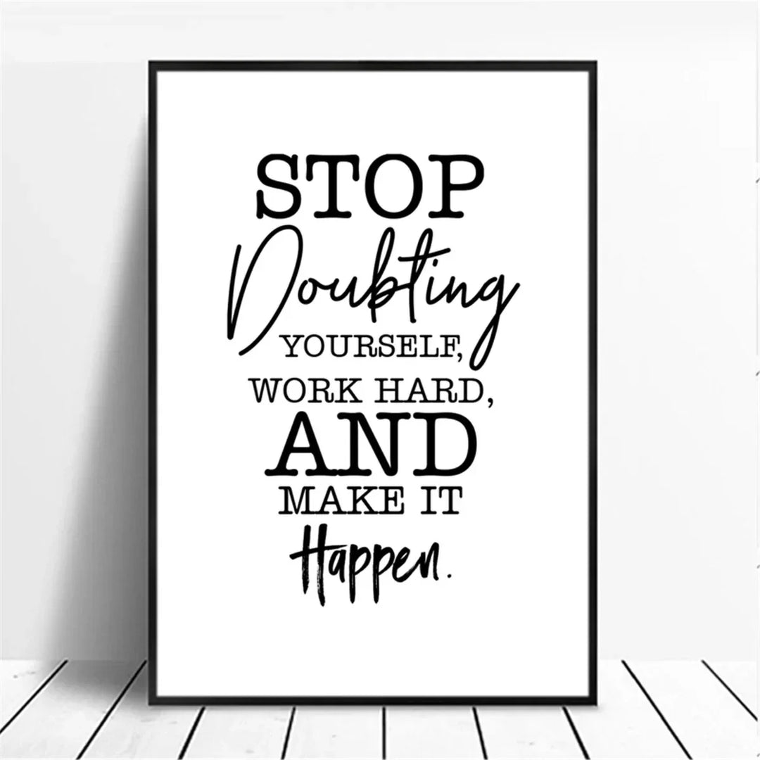 Positive Energy Black White Quote Canvas Wall Art