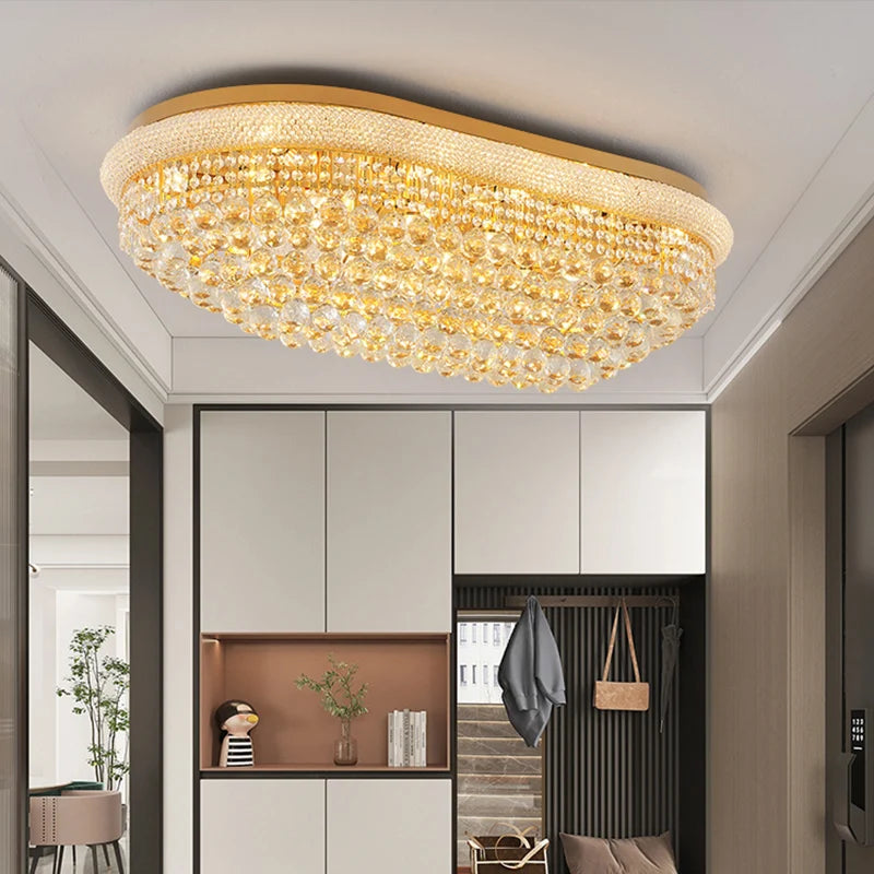 Luxury Oval Crystal Ceiling Lamp – Elegant Shoe-Shape Design for Dining & Living Rooms