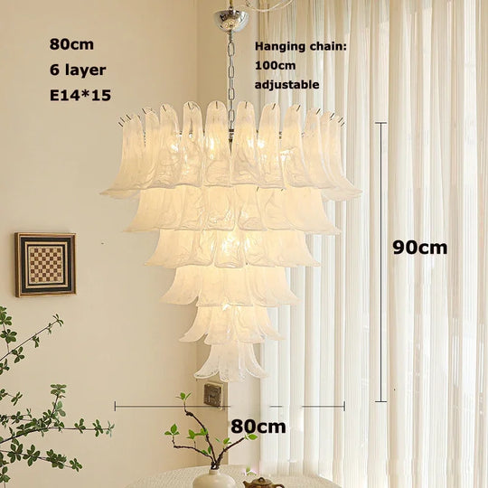 French Style Artistic Glass Pendant Chandelier – High-End Retro Staircase Light