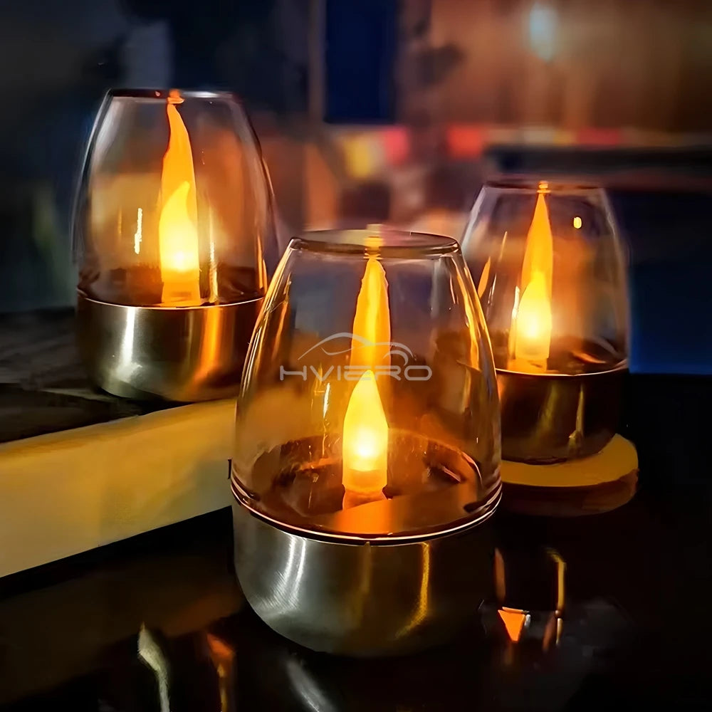 Solar LED Candle Light Stainless Steel Outdoor Garden Decoration